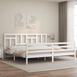 Bed Frame without Mattress White 200x200 cm Solid Wood 3194982