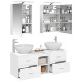 Bathroom Furniture Set 5 pcs White Engineered Wood and Glass 3406951