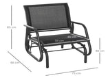 Outdoor Garden Glider Chair, Metal Frame Single Armchair Swing Seater w/ Breath Mesh Fabric Seat, T3398P325088