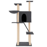 Cat Tree with Sisal Scratching Posts Dark Grey 143 cm 171731