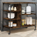 Kitchen Trolley Smoked Oak 100x45x89.5 cm Engineered Wood 842383