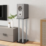 Speaker Stands 2 pcs Black&Silver Tempered Glass 4 Pillars Design 51818