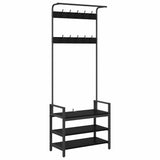 Coat Rack with Shelf Black Oak 75 x 34 x 184 cm Engineered wood 879953