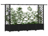Raised Bed with Trellis and Roof Black 203 x 40 x 138 cm PP 42032544