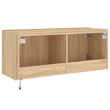 TV Wall Cabinet with LED Lights Sonoma Oak 100x35x41 cm 837325