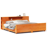 Bed Frame without Mattress Wax Brown 200x200 cm Solid Wood Pine 3323757