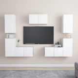 7 Piece TV Cabinet Set White Engineered Wood 3078671