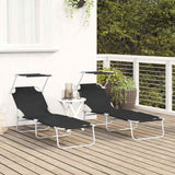 Sun Lounger Folding 2 pcs Black 58 x 188 x 77cm Polyester 42003060