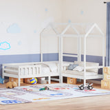 Bed and Bench Set with Roof without Mattress White 75x190 cm Small Single 3282184