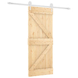 Sliding Door Natural and White 85 x 210 cm Solid Pine Wood 3445171