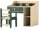 Kids Desk and Chair Set with Storage Shelves and Drawer, Green T3398P422129
