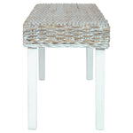 Bench 110 cm White Natural Kubu Rattan and Solid Mahogany Wood 285788