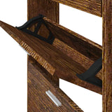 Shoe Cabinet Smoked Oak 59x17x150 cm Engineered Wood 342523