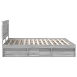 Bed Frame Grey Sonoma 200 x 200 cm Solid Pine Wood 3410053