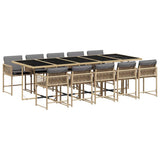 Garden Dining Set Mix beige PE rattan 10-seater Foldable 3211476