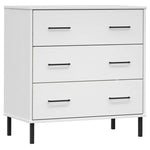 ZNTS Sideboard with 3 Drawers White 77x40x79.5 cm Solid Wood OSLO 350981