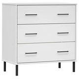 ZNTS Sideboard with 3 Drawers White 77x40x79.5 cm Solid Wood OSLO 350981