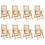 Reclining Garden Chairs 8 pcs Beige Solid Wood Acacia 3214537