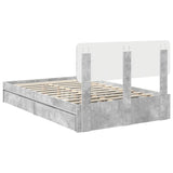 Storage Bed Concrete Grey 135 x 190 cm Engineered Wood 3412286