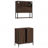 2 Piece Bathroom Furniture Set Brown Oak Engineered Wood 3214664