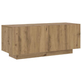 TV Cabinet with LED Lights Artisan Oak 200x35x40 cm Engineered Wood 3329166