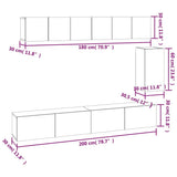 6 Piece TV Cabinet Set White Engineered Wood 3114614