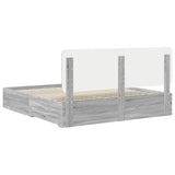 Bed Frame with Drawer Grey Sonoma 200 x 200 cm Engineered Wood 3412747