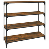 Book Cabinet Smoked Oak 100x33x100 cm Engineered Wood and Steel 819359