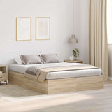 Storage Bed Frame Sonoma Oak 150 x 200 cm Engineered Wood 3335383