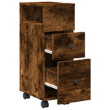 Narrow Bathroom Cabinet with Wheels Smoked Oak Engineered Wood 855236