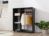 Open Wardrobe on Wheels, Bedroom Wardrobe with Clothes Hanging Rail, 3 Storage Shelves, Mobile T3398P328092