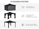 3.65 x 3m Aluminium Hardtop Gazebo, with Accessories - Dark Grey T3398P318785