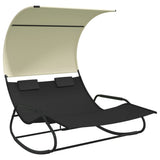 Double Sun Lounger Black and Cream 317587