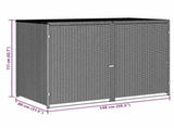 Double Wheelie Bin Shed Poly Rattan Black 148x80x111 cm 43887