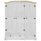 Wardrobe Corona White 151.5x52x186 cm Solid Wood Pine 4012161
