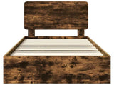 Bed Frame with Drawer Smoked Oak 100 x 200 cm Engineered Wood 3412823