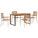 Garden Dining Set 5 pcs Beige Solid Acacia Wood 3365456