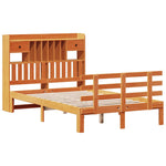 ZNTS Bookcase Bed without Mattress Wax Brown 135x190 cm Double Solid Wood Pine 3322809
