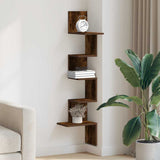 Wall Corner Shelf Smoked Oak 32x32x127,5 cm Engineered Wood 860521