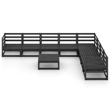 9 Piece Garden Lounge Set Black Solid Pinewood 3075843