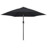 Garden Parasol Black Polyester fabric, Steel pole and ribs Medium 47126