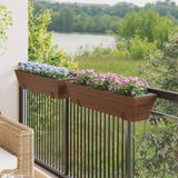 ZNTS Planters with hooks 2 pcs Brown Poly Rattan 366405