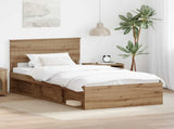 Bed Frame Artisian Oak 100 x 200 cm Solid Pine Wood 3410644