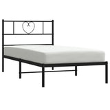 Metal Bed Frame without Mattress with Headboard Black 90x190cm 355455