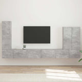 TV Wall Cabinet Set Wall-mounted 6 pcs Concrete Grey 3408955