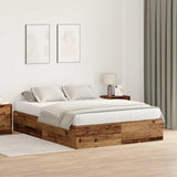 Storage Bed Frame Old Wood 135 x 190 cm Engineered Wood 3335443