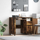 Desk with Wheels Smoked Oak 91 x 50 x 77 cm Engineered Wood 869534