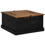 ZNTS Storage Chest HALDEN Black 91x91x47 cm Solid Wood Pine 4018408