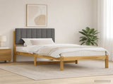 Bed Frame with Upholstered Headboard Whitewash and Light Grey 904198