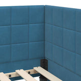 Corner Bed Frame with Headboard Blue 90 x 190 cm Velvet 42016377